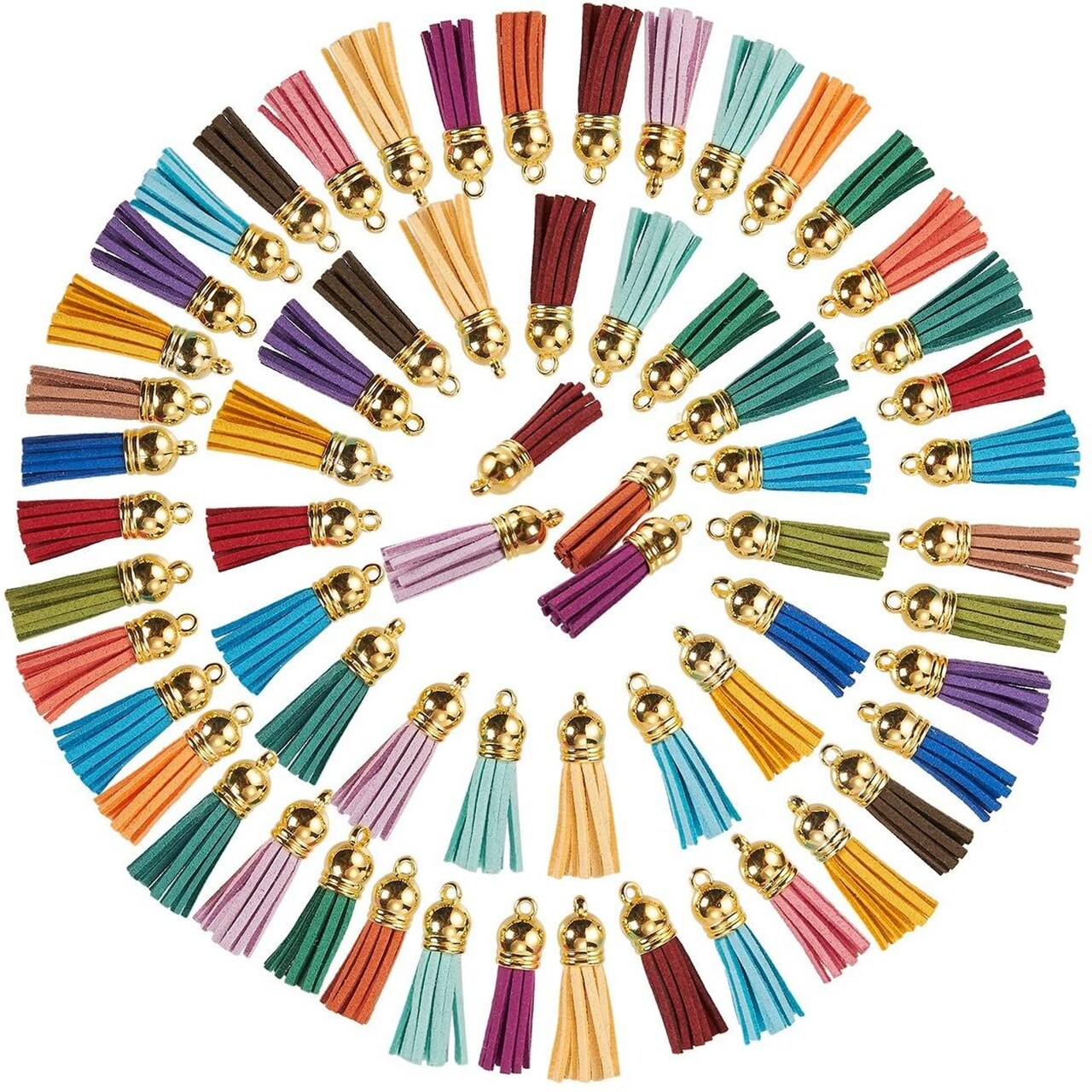 Juvale Leather Tassel Keychain - 100-Piece Faux Leather Suede Tassel Charm, Multi-Color, 20 Assorted Colors (1.5 Inches)